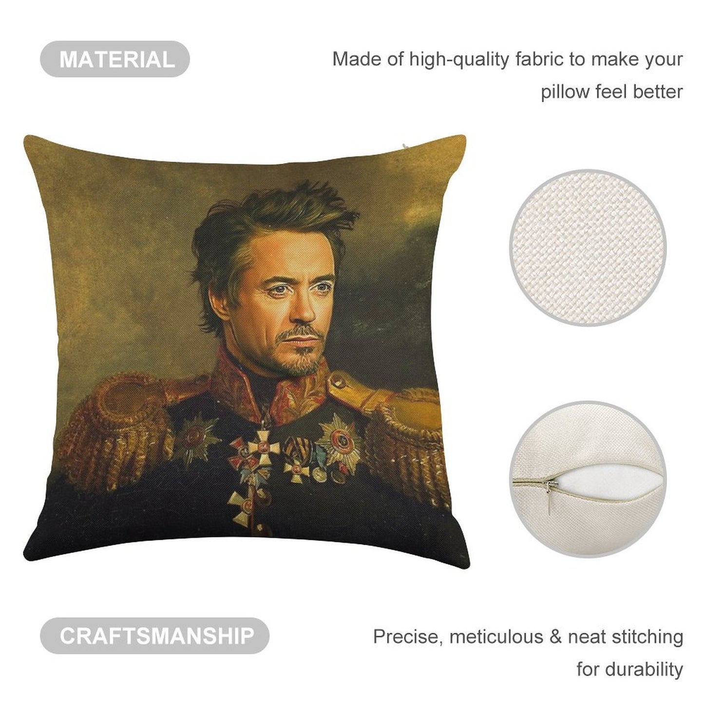 Robert Downey Jr - Replaceface Linen Throw Pillow Cover