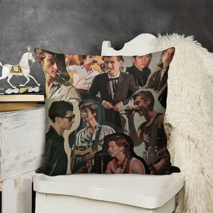 Alex Turner Arctic Monkeys Collage Linen Throw Pillow Cover