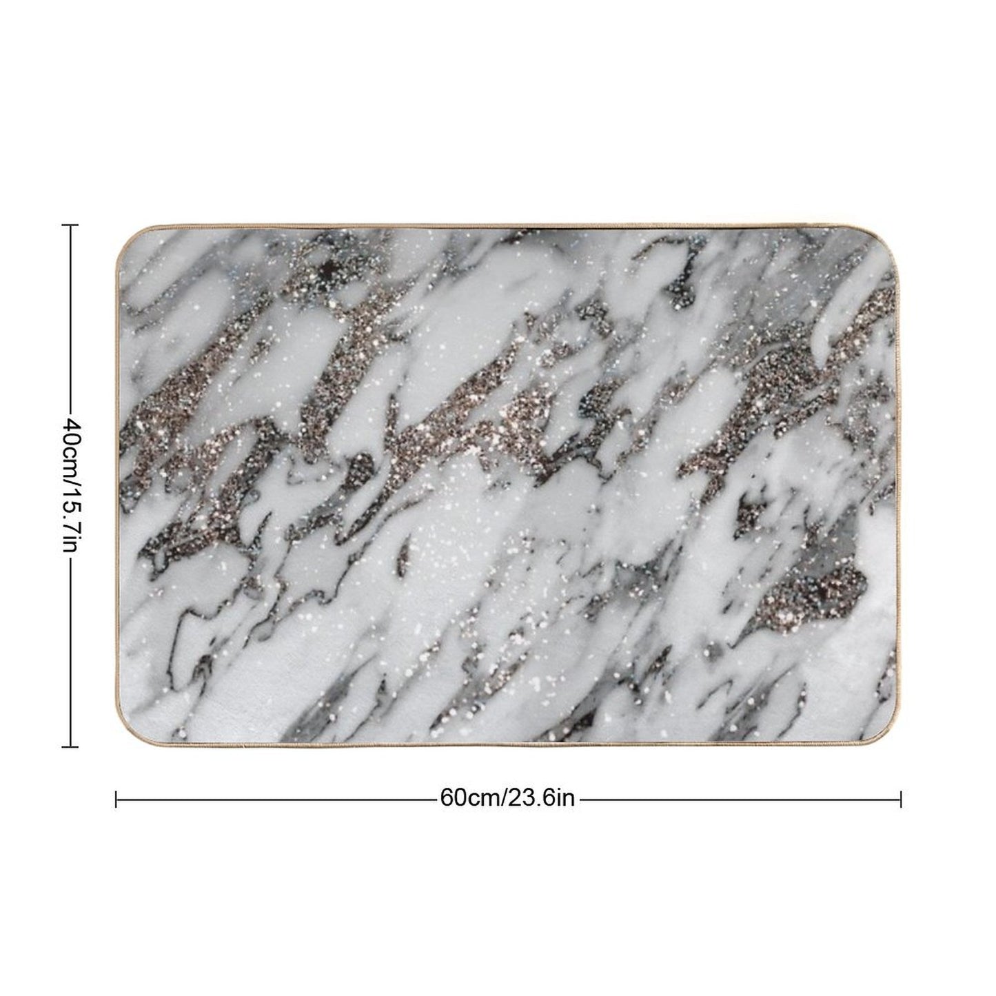 Classic White Marble Silver Glam #1 (Photo of Glitter Only - Not Reflective) Bath Mat