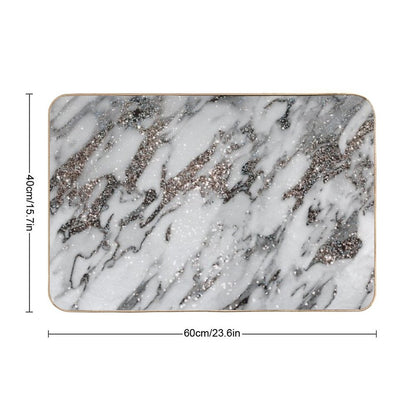 Classic White Marble Silver Glam #1 (Photo of Glitter Only - Not Reflective) Bath Mat