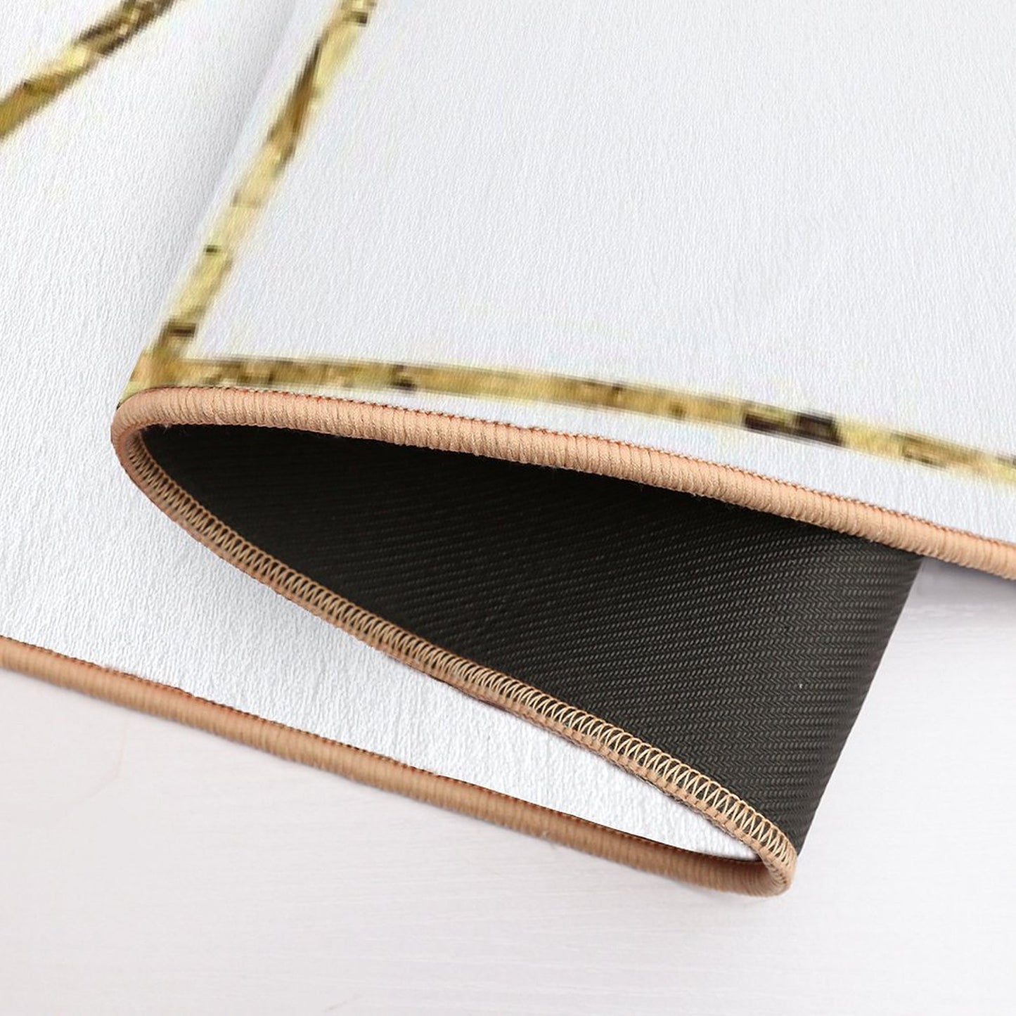 Gold Lines Polygonal Minimalist White Bath Mat
