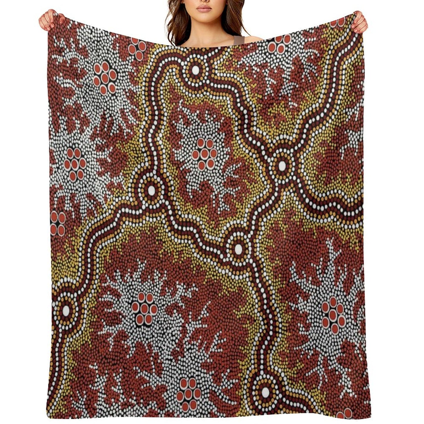 Authentic Aboriginal Art -  Mountains Throw Blanket