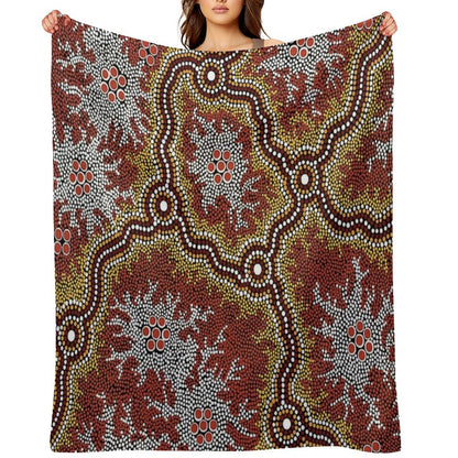 Authentic Aboriginal Art -  Mountains Throw Blanket