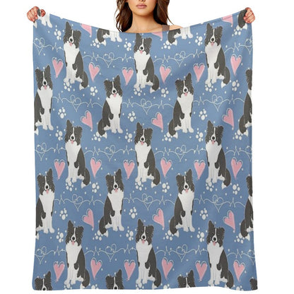 LOVE Border Collie - Black And White 3 Throw Blanket