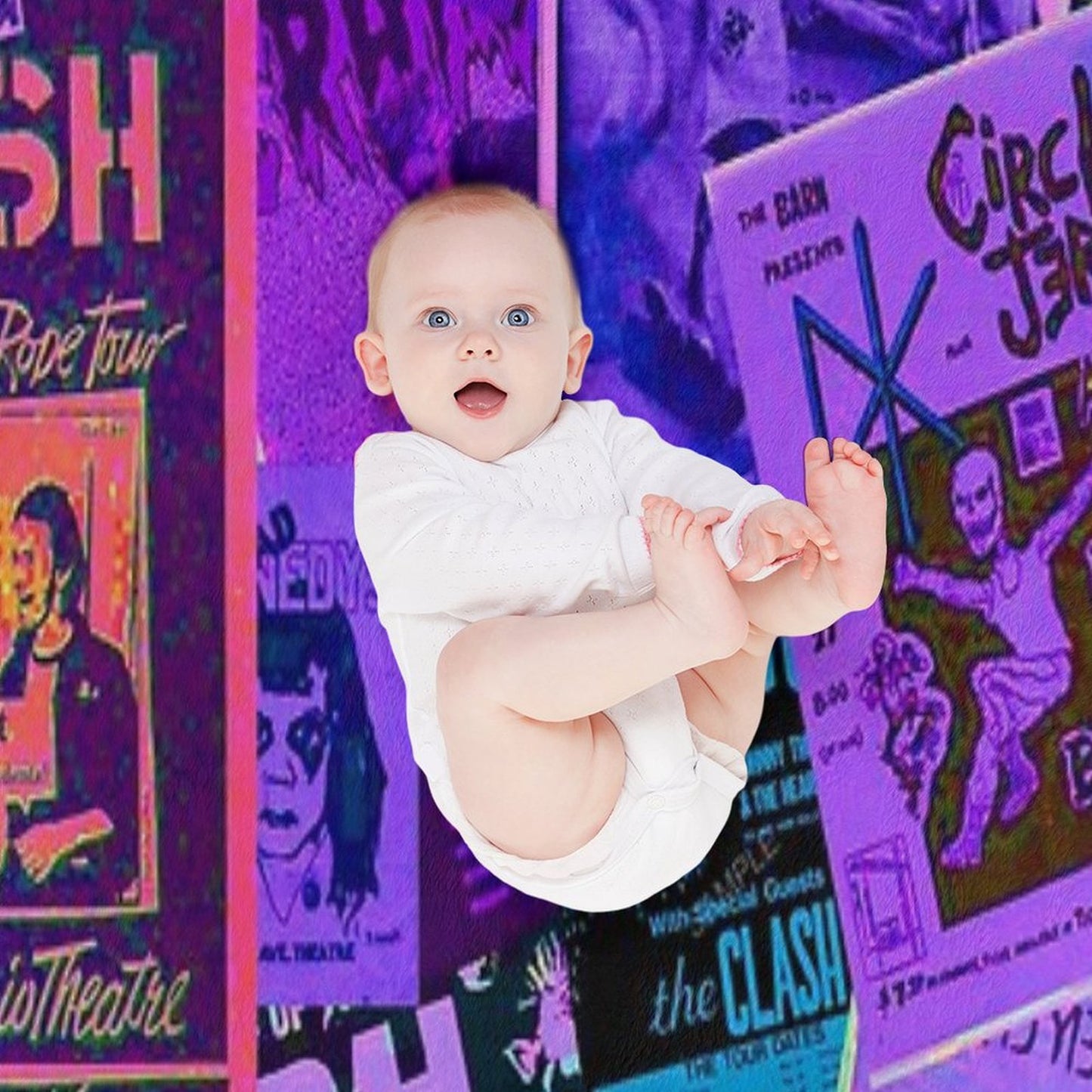 Punk Rock Bands Flyers Collage Vaporwave Aesthetic Punk Colors Throw Blanket