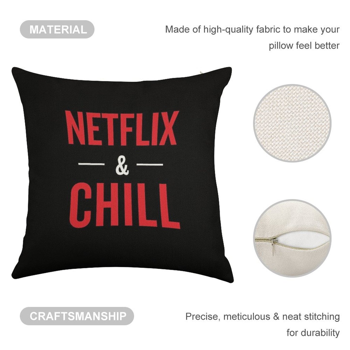 Netflix And Chill Linen Throw Pillow Cover