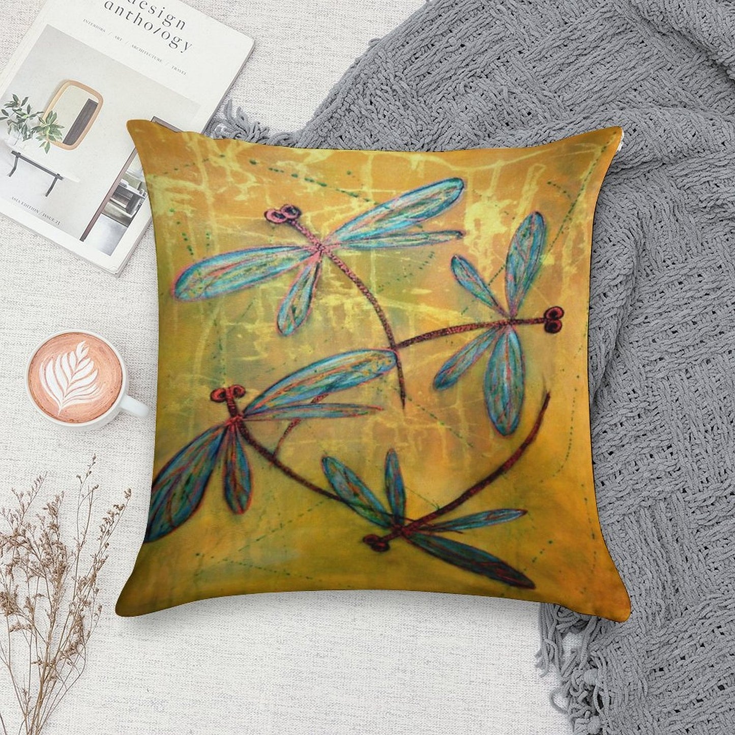 Dragonfly Haze Soft Anti-Pilling Throw Pillow