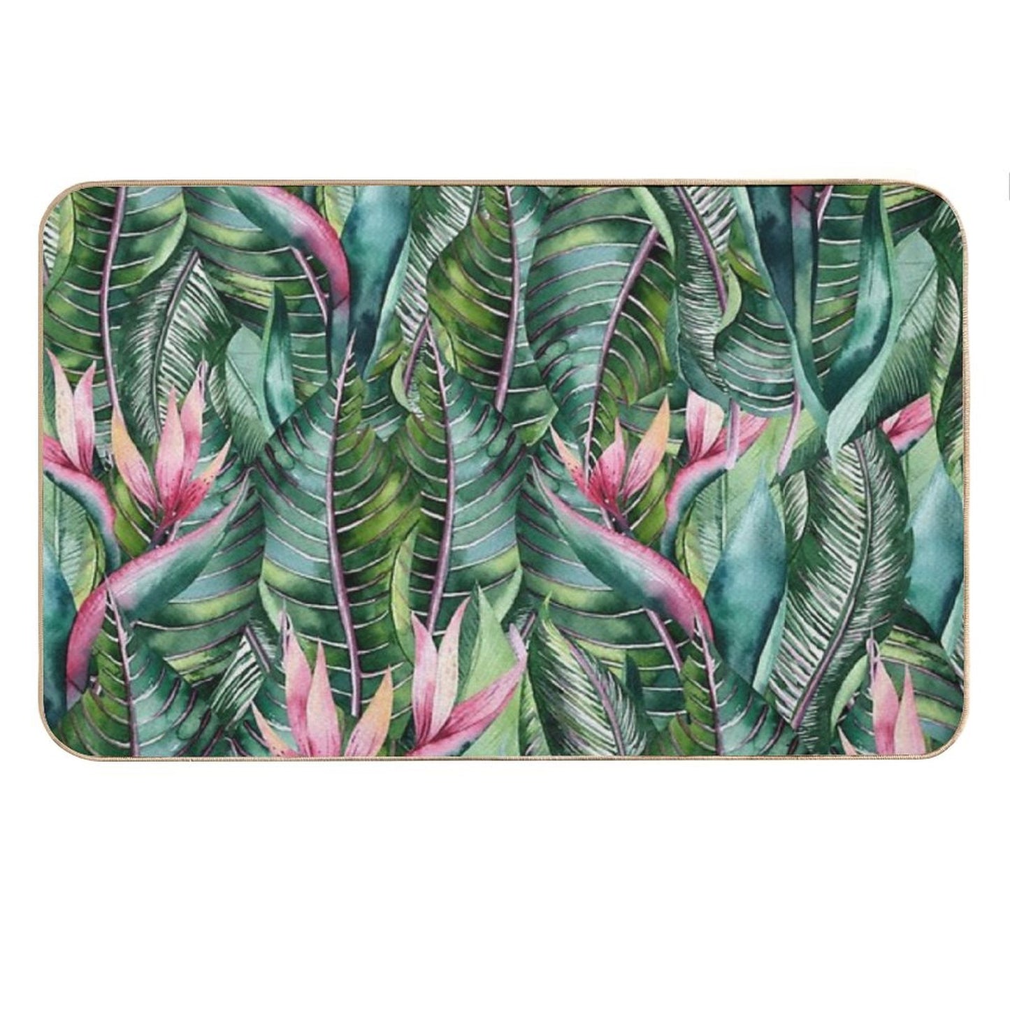 Tropical Banana Leaf Print Bath Mat