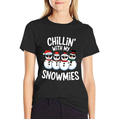 Chillin With My Snowmies Funny Snowman Christmas Kids Boys  Graphic-printed T-Shirt