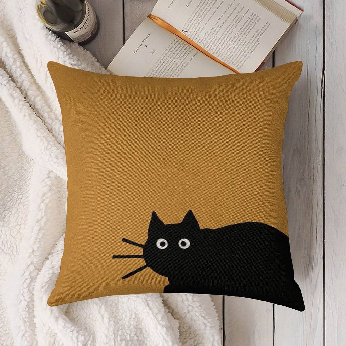 Black Cat(s) Linen Throw Pillow Cover