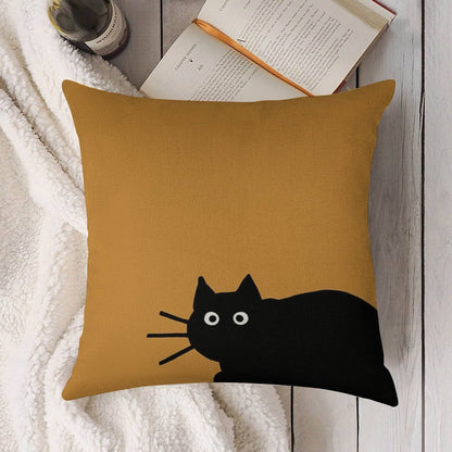 Black Cat(s) Linen Throw Pillow Cover