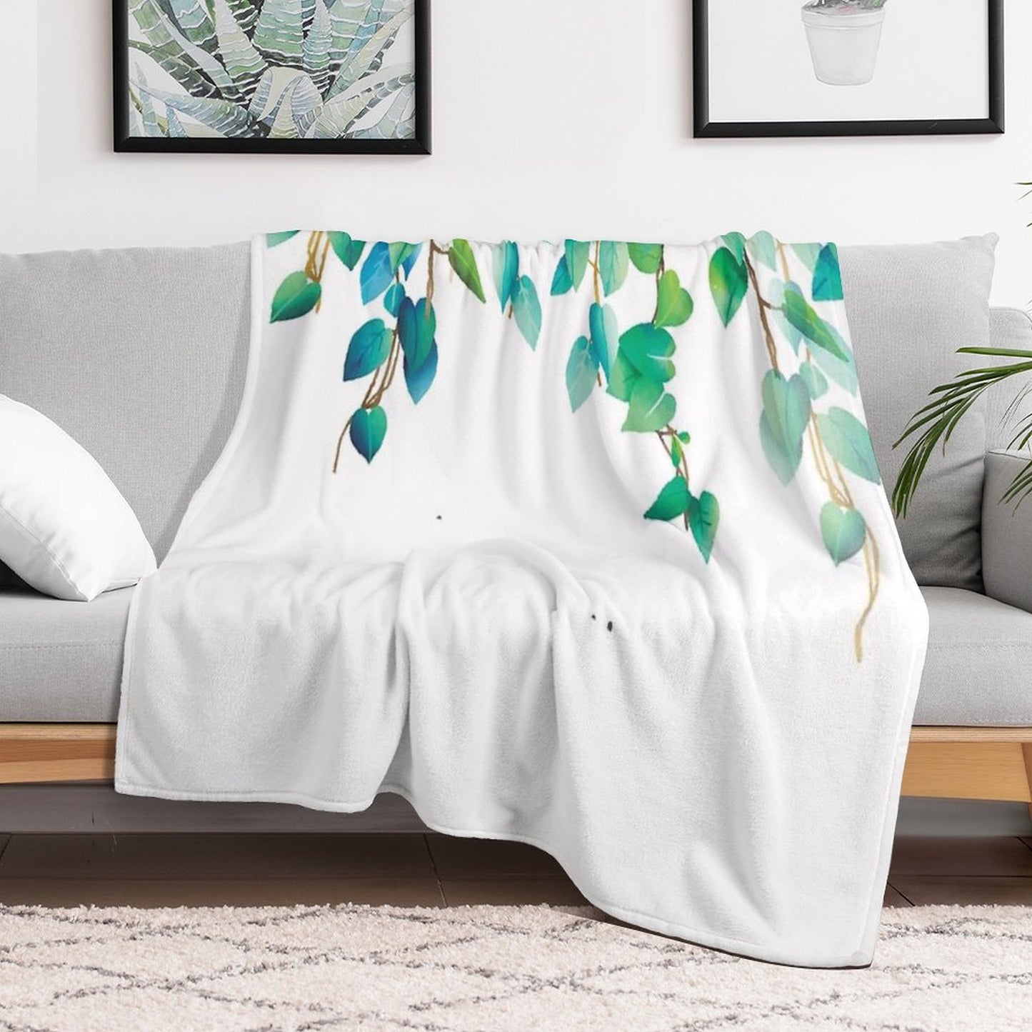 Vines Hanging Leaves Throw Blanket