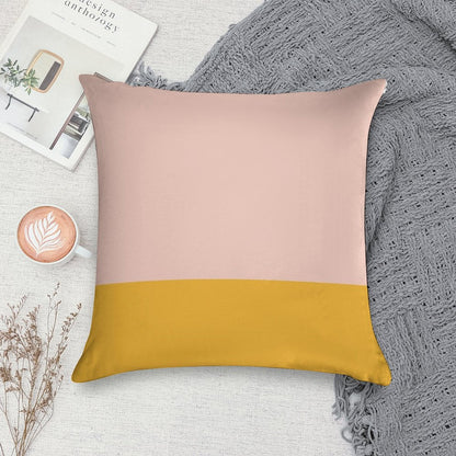 Blush Pink And Mustard Yellow Minimalist Color Block Soft Washable Throw Pillow