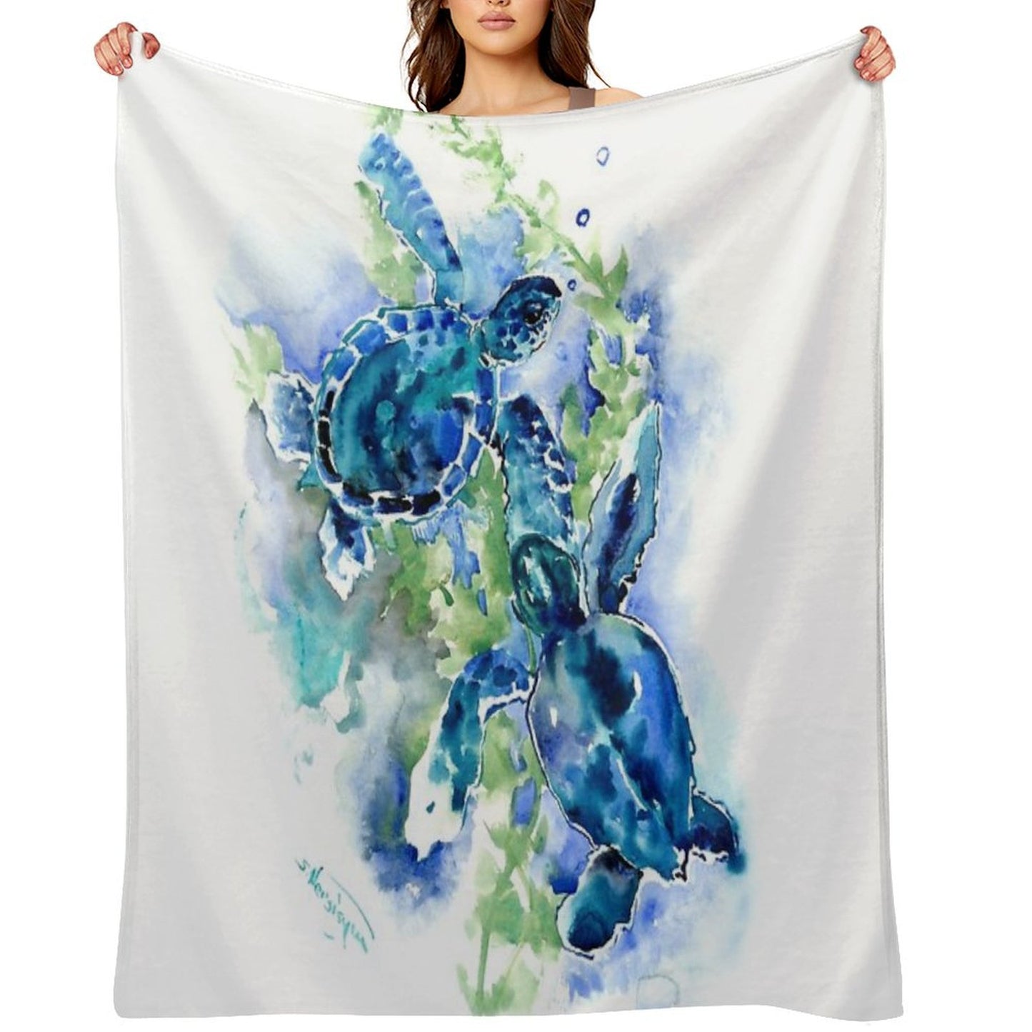 Sea Turtles Turquoise BLue Design Throw Blanket