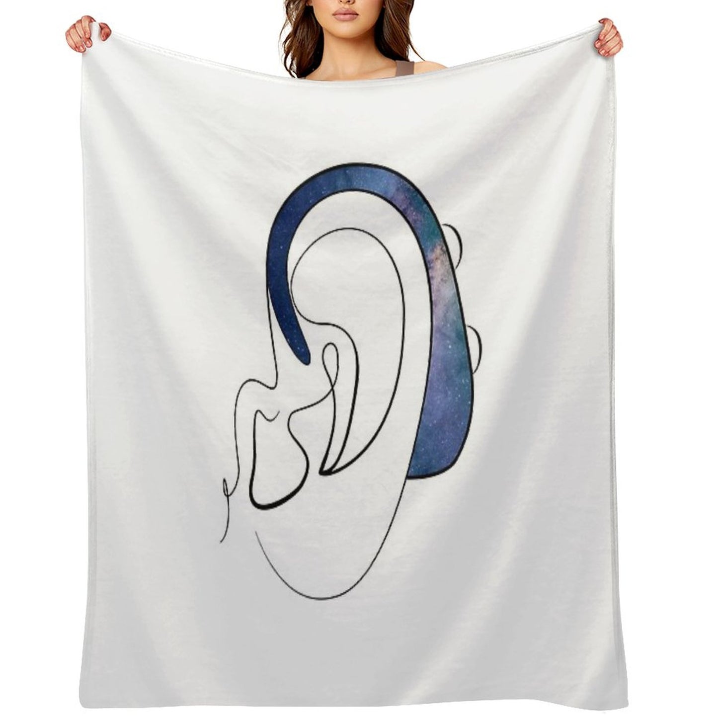 Copy of Hearing Aid Line Art with Blue Sky And Clouds Throw Blanket