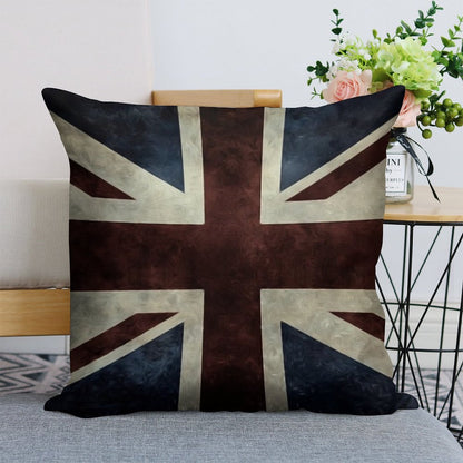A Grunge Looking Distressed Union Jack Uk Version Linen Throw Pillow Cover
