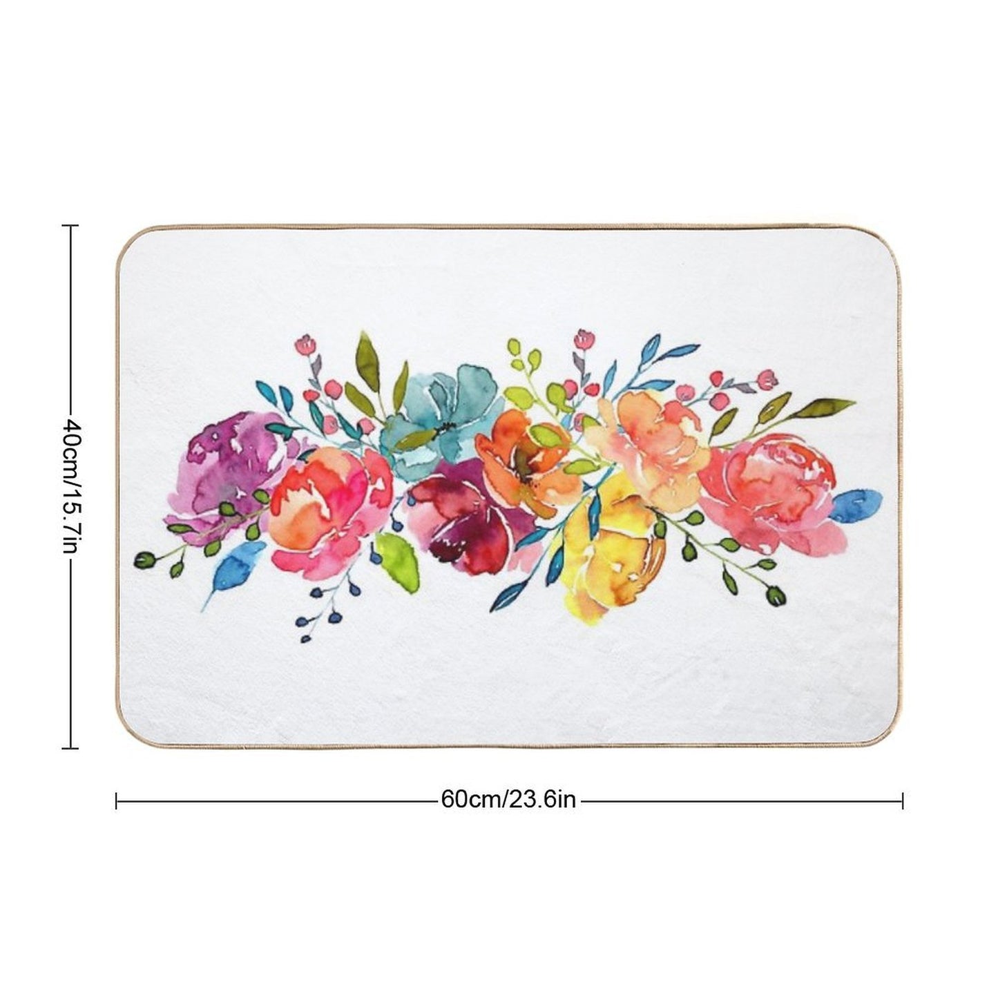 Bright Flowers Summer Watercolor Peonies  Anti-Trip Bath Mat