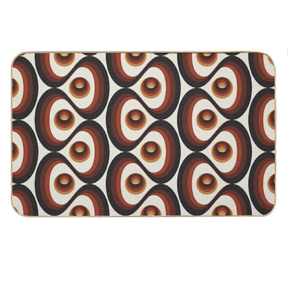 Orange, Brown, And Ivory Retro 1960s Circular Pattern Bath Mat