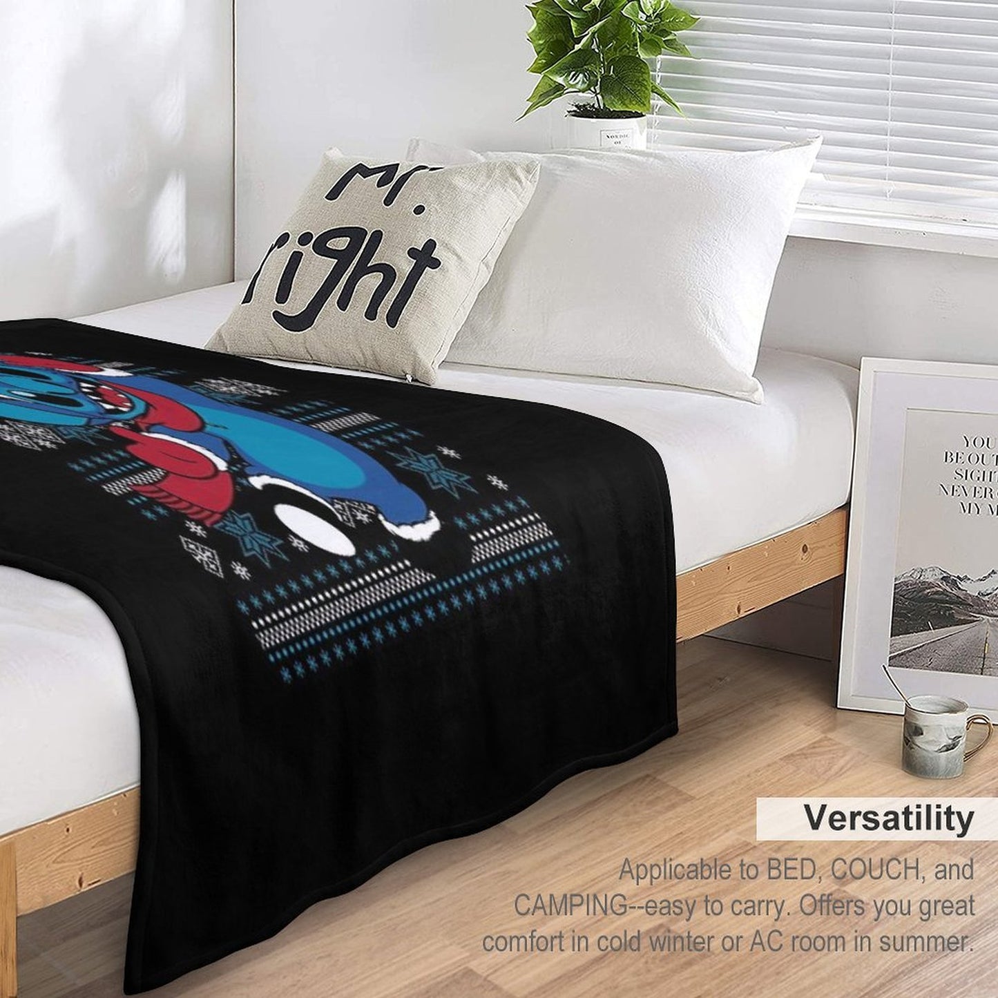 Stitch Happy Holiday Gift For Fans, For Men And Women, Gift Halloween, Thanksgiving, Christmas Day Throw Blanket