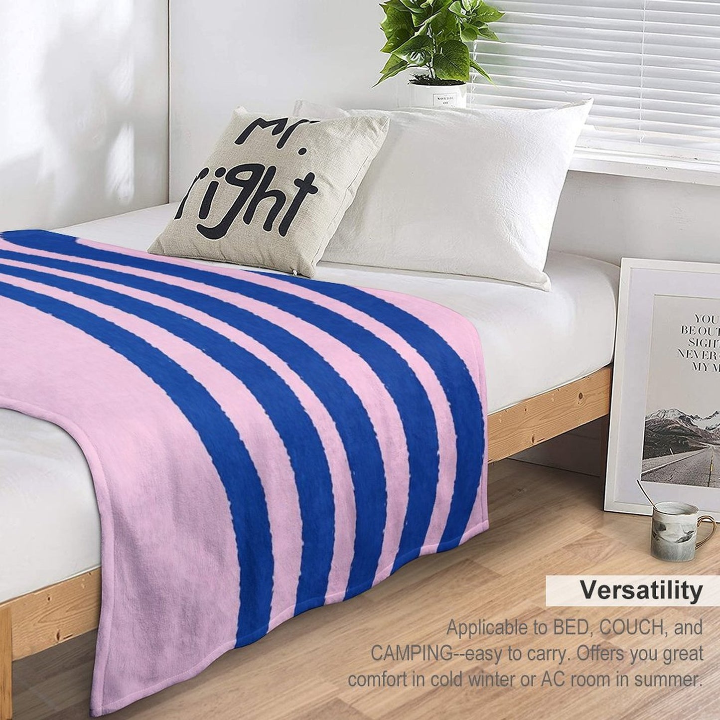 Blue Lines, Abstract Pattern, Mid Century Abstract Art Throw Blanket