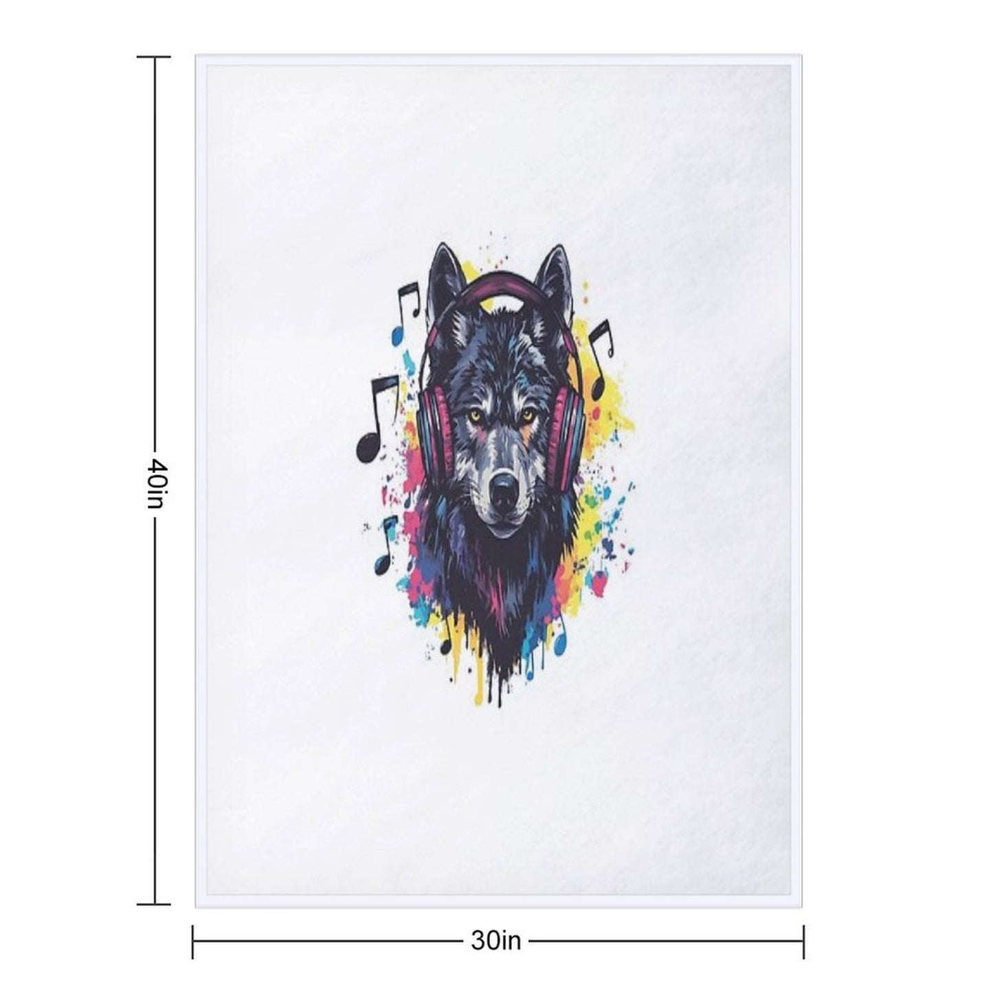 Wolf with Headphones - Cool Music Lover Design Throw Blanket