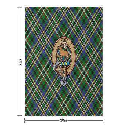 Clan Scott Crest over Green Tartan Throw Blanket