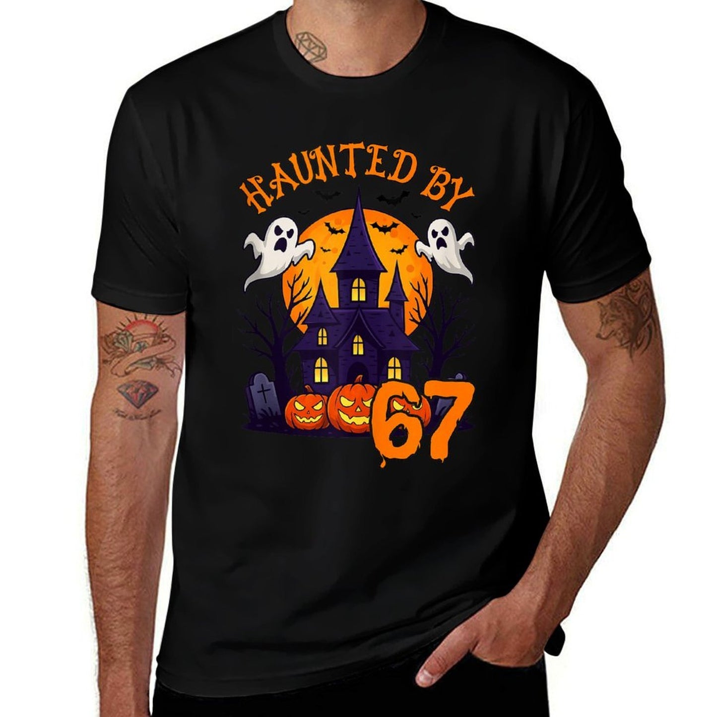 Haunted by 67 Funny Slang Halloween Costume Meme Six Seven  Tagless Design T-Shirt