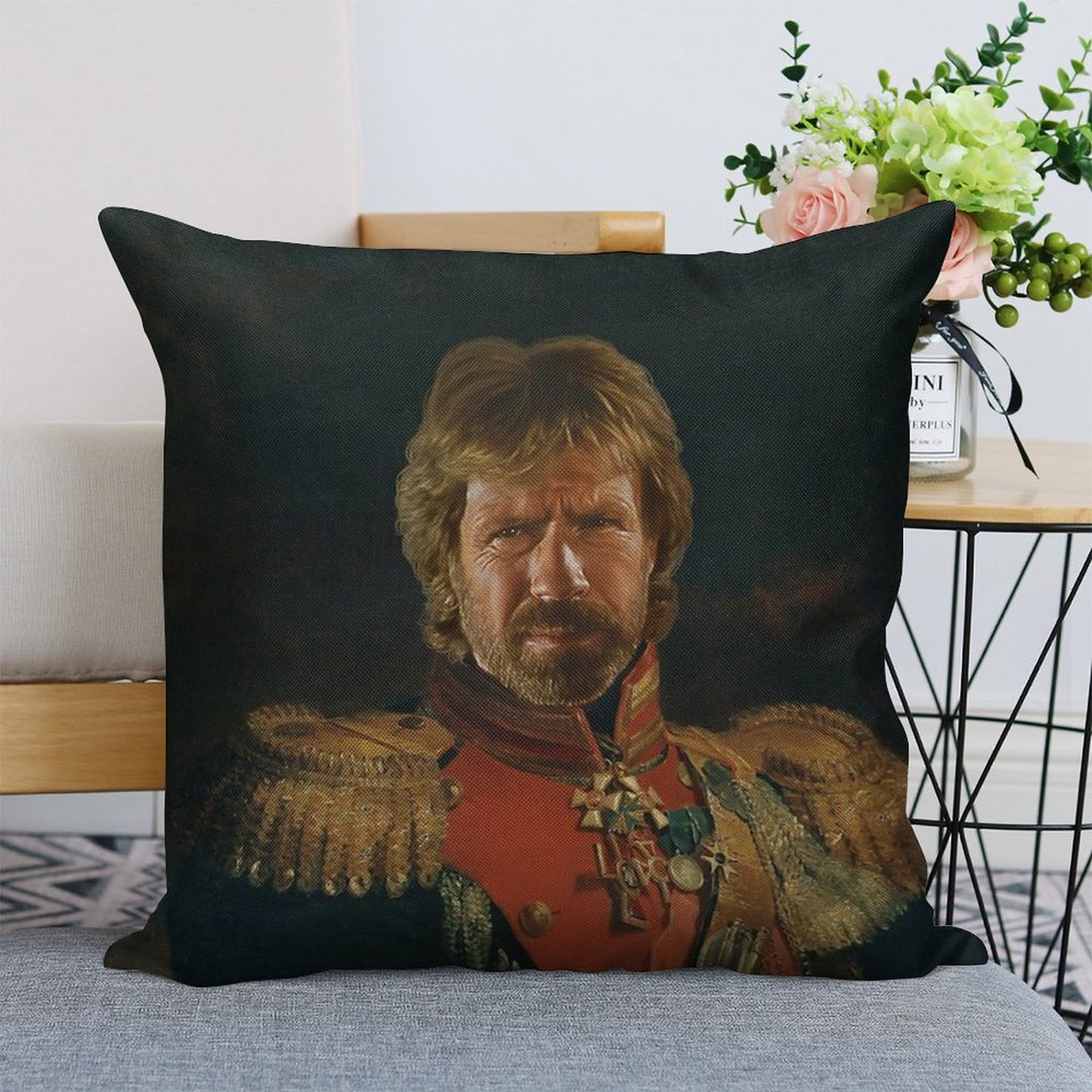 Chuck Norris - Replaceface Linen Throw Pillow Cover