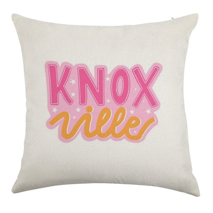 Knoxville Pink And Orange Stars Linen Throw Pillow Cover
