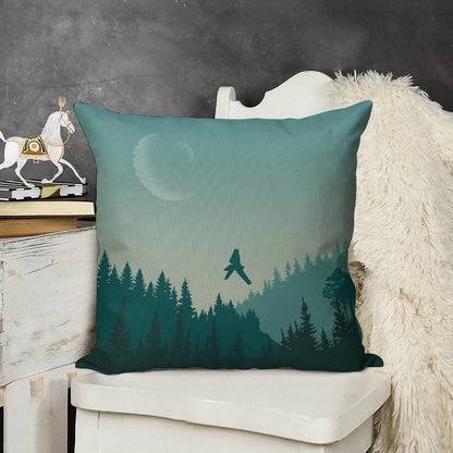 Endor Poster Linen Throw Pillow Cover