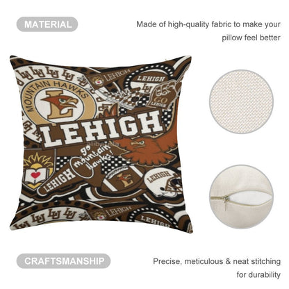 Lehigh University Collage Linen Throw Pillow Cover