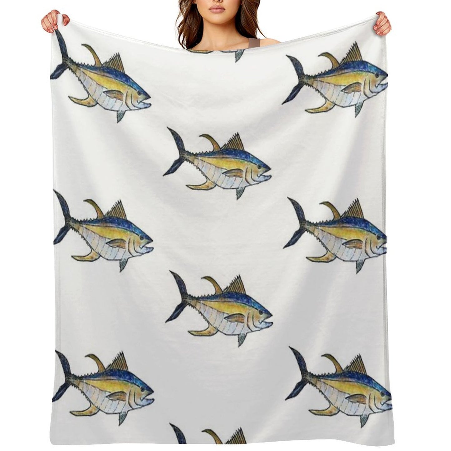 Yellowfin Tuna Fish Throw Blanket