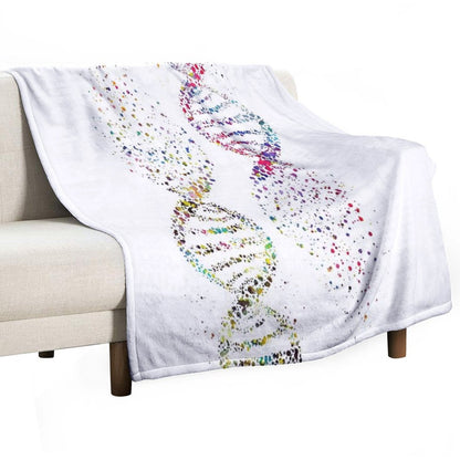 DNA, Watercolor Art,Dna Double Helix Genetic Throw Blanket