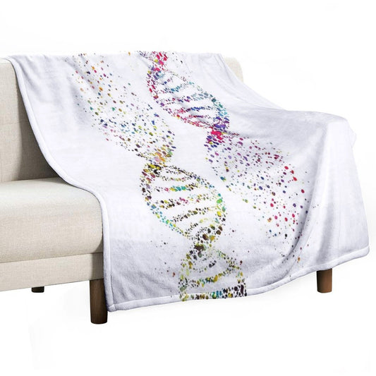 DNA, Watercolor Art,Dna Double Helix Genetic Throw Blanket