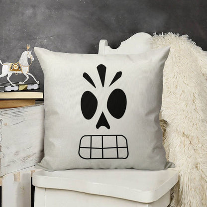 Manny Calavera Linen Throw Pillow Cover
