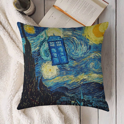 Starry Night Linen Throw Pillow Cover