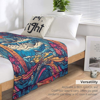 Surf Tribe – Popular Art, Vintage Style Surfing Gift Throw Blanket