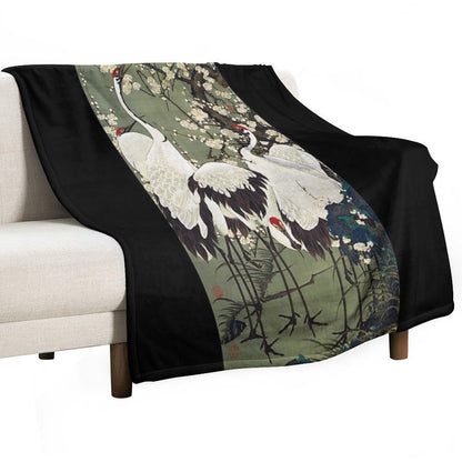 Favourite Artist - Plum Blossoms And Cranes - Ito Jakuchu Throw Blanket