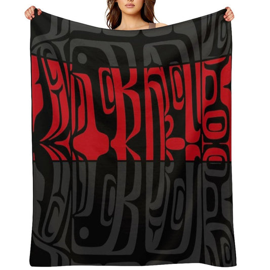 Bentwood Box - Red, Black, Grey Throw Blanket