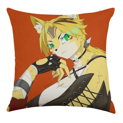 The Cat of Calydon Linen Throw Pillow Cover
