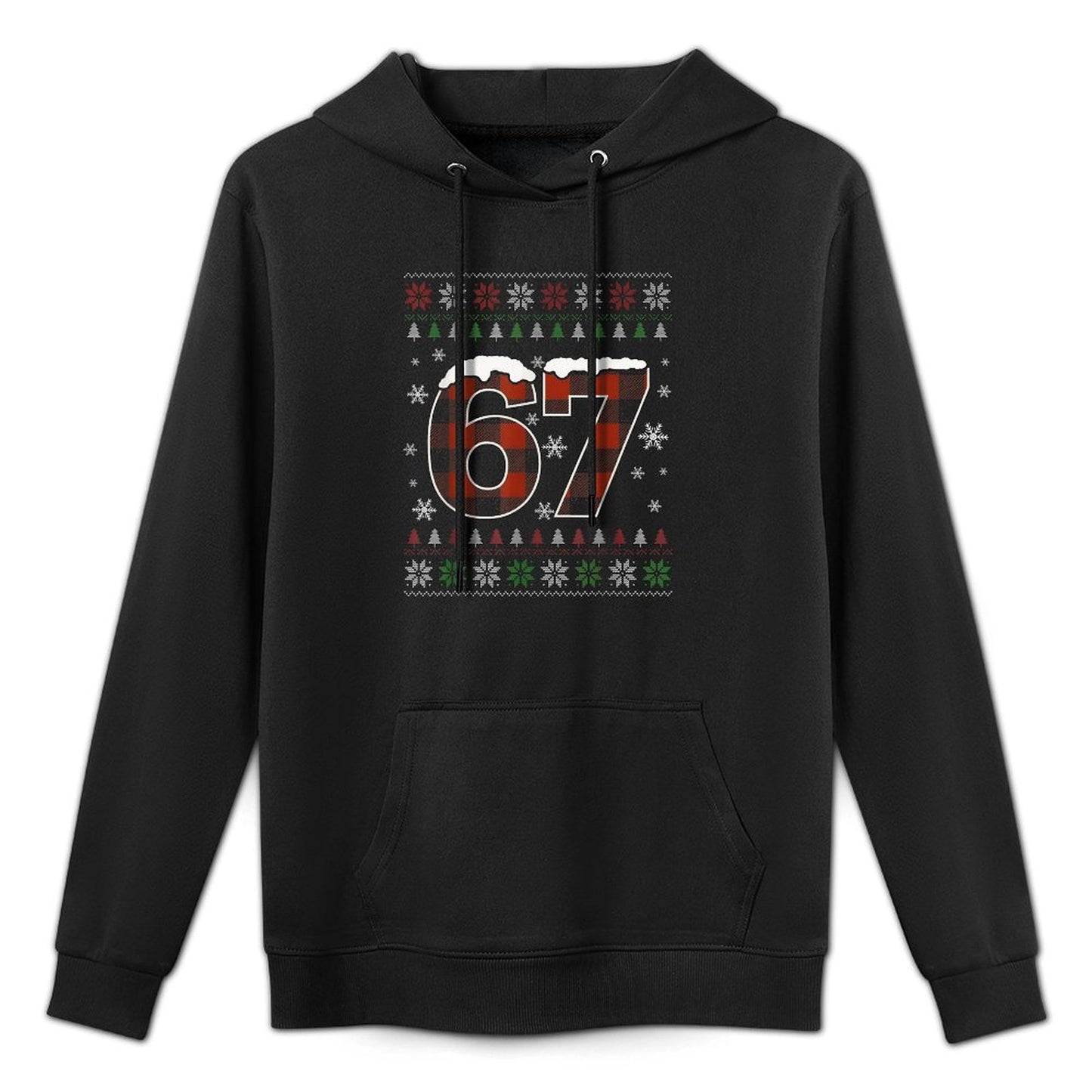 Funny 67 Six Seven Meme Brainrot Cringe Christmas Pajamas Relaxed Fit Hoodie