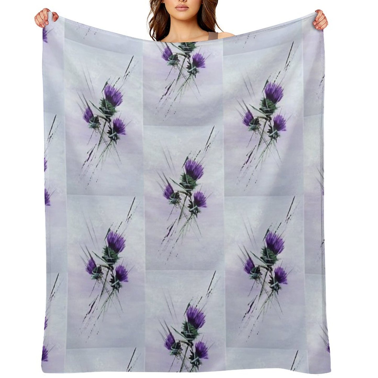 Scottish Thistles Artwork in A Contemporary Style Throw Blanket