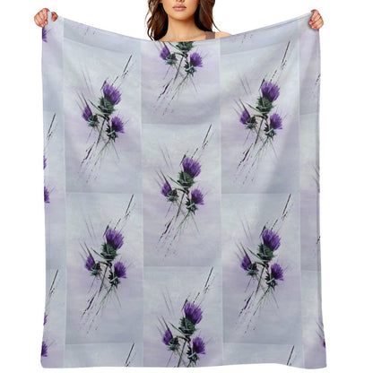 Scottish Thistles Artwork in A Contemporary Style Throw Blanket