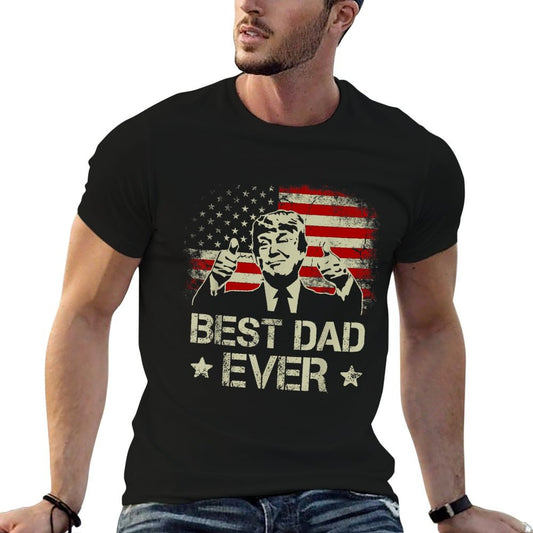 Best Dad Ever Fathers Day USA American Flag Trump 2024 T-Shirt