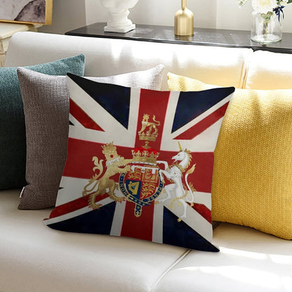 Union Jack with Windsor Insignia Soft Short Plush Fabric Throw Pillow