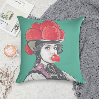 Black Forest Girl Emma with Bubblegum Soft Ultra-Soft Texture Throw Pillow