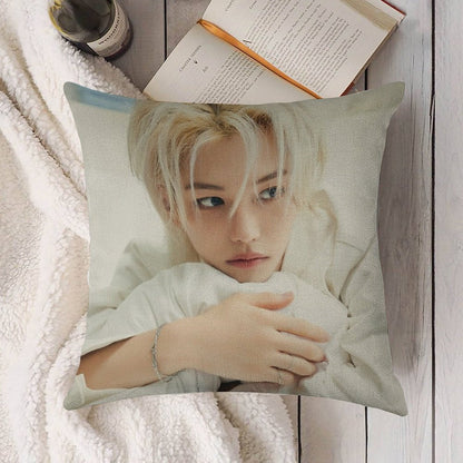 Lee Felix       Stray Kids - 2024 Season's Greetings 'Perfect Day with SKZ' (Teaser Images - Individual) Linen Throw Pillow Cover