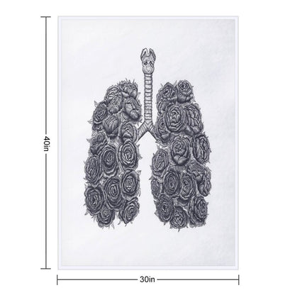 Lungs with Peonies Throw Blanket