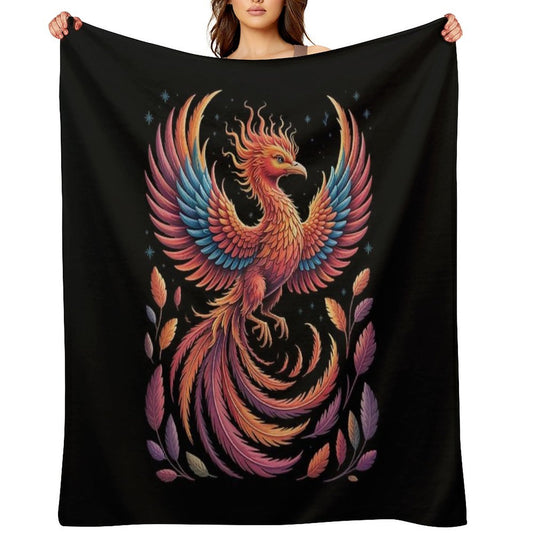 Fire Phoenix Bird Phoenix Reborn Firebird Phoenix Throw Blanket