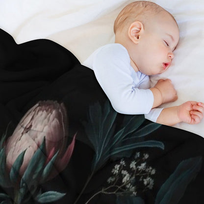 Dark Academia Peony Botanical Throw Blanket